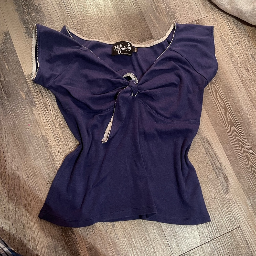 Hell Bunny Dark Blue Women's Blouse